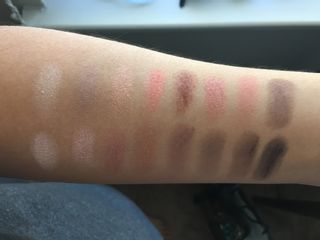 Swatches of the Makeup Revolution palette