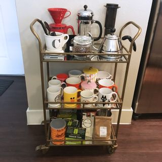 Gold bar cart from World Market turned coffee cart